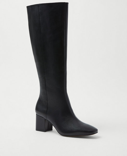 Block Heel Leather Boots | Ann Taylor