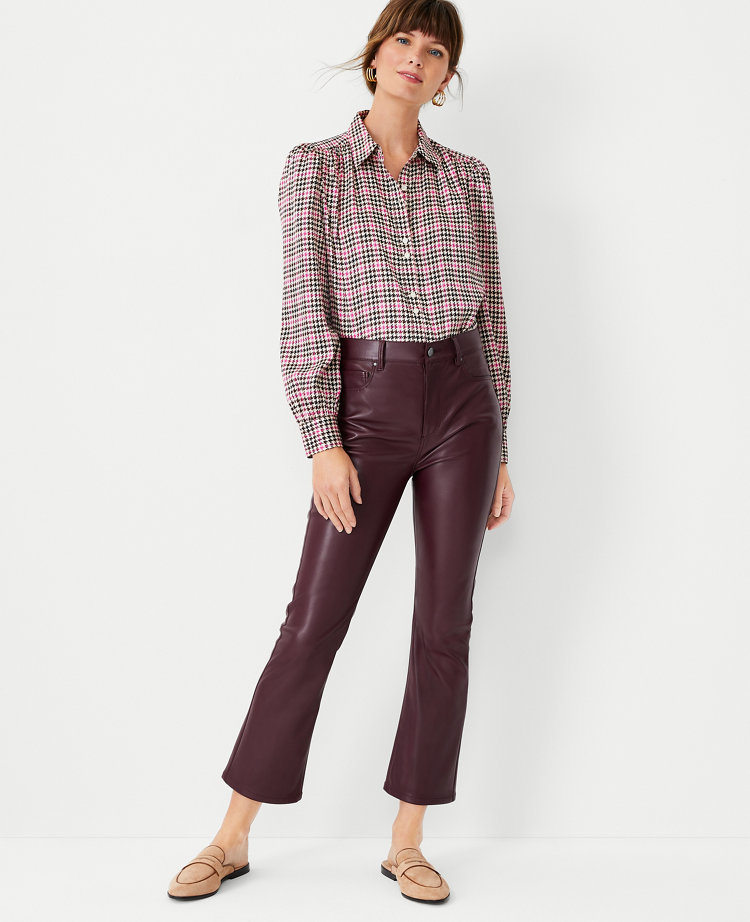 The Petite Faux Leather Boot Crop Pant