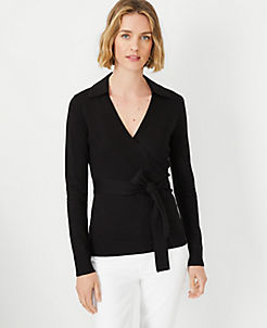 Belted Wrap Top Ann Taylor Women Clothing Tops Wrap tops 