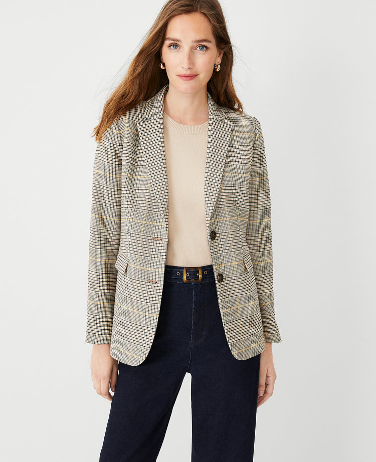 Ann Taylor The Petite Greenwich Blazer In Glen Check In Black | ModeSens