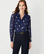 Floral Collared Button Down Blouse carousel Product Image 1