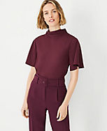 Cowl Neck Flutter Sleeve Top carousel Product Image 1