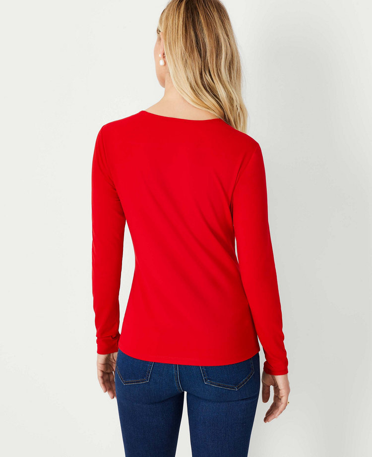 Hollister V-neck Top Womens Size Large Red Shirt Long Sleeve Blouse