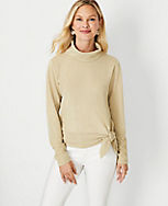 Shimmer Mock Neck Tie Front Top carousel Product Image 1