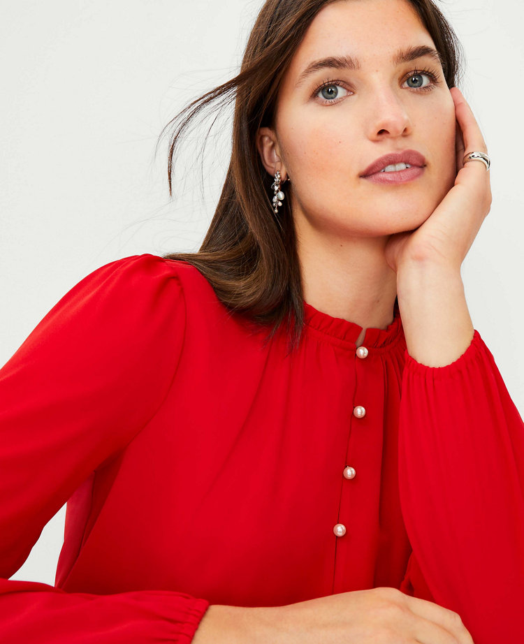 Mixed Media Pearlized Button Top