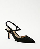 Asymmetrical Suede Slingback Pumps carousel Product Image 1