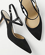 Asymmetrical Suede Slingback Pumps carousel Product Image 2