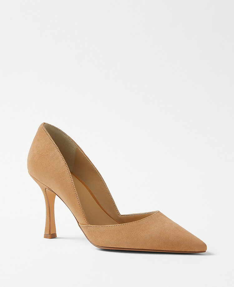 Tan suede 2025 pumps low heel