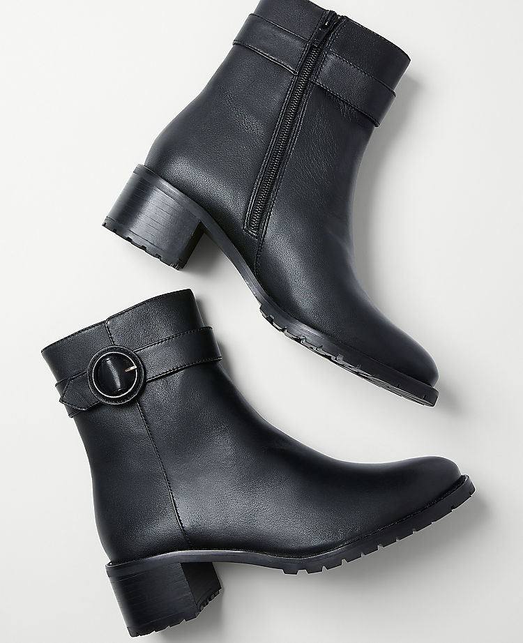 Buckle Leather Booties
