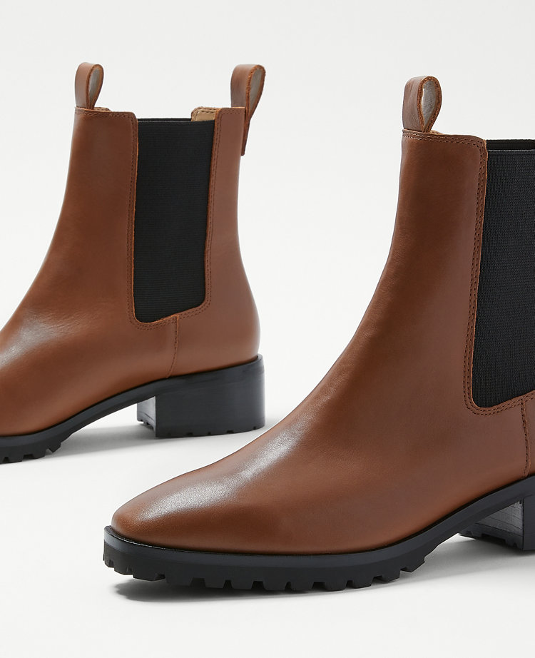 Tab Chelsea Leather Booties