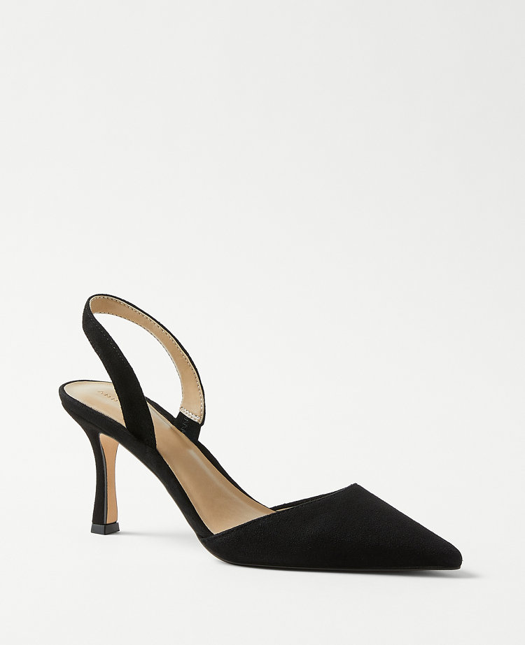 Black suede hotsell sling back shoes