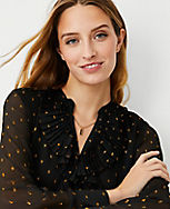 Shimmer Clip Dot Pleated Ruffle Blouse carousel Product Image 1