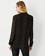 Shimmer Clip Dot Pleated Ruffle Blouse carousel Product Image 2