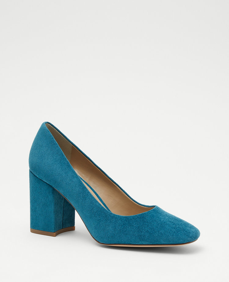 Blue pumps 2025 block heel