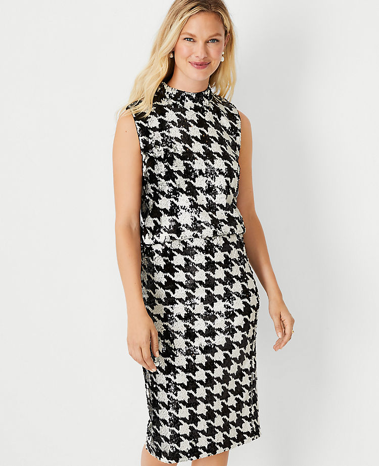 Sequin Houndstooth Shell