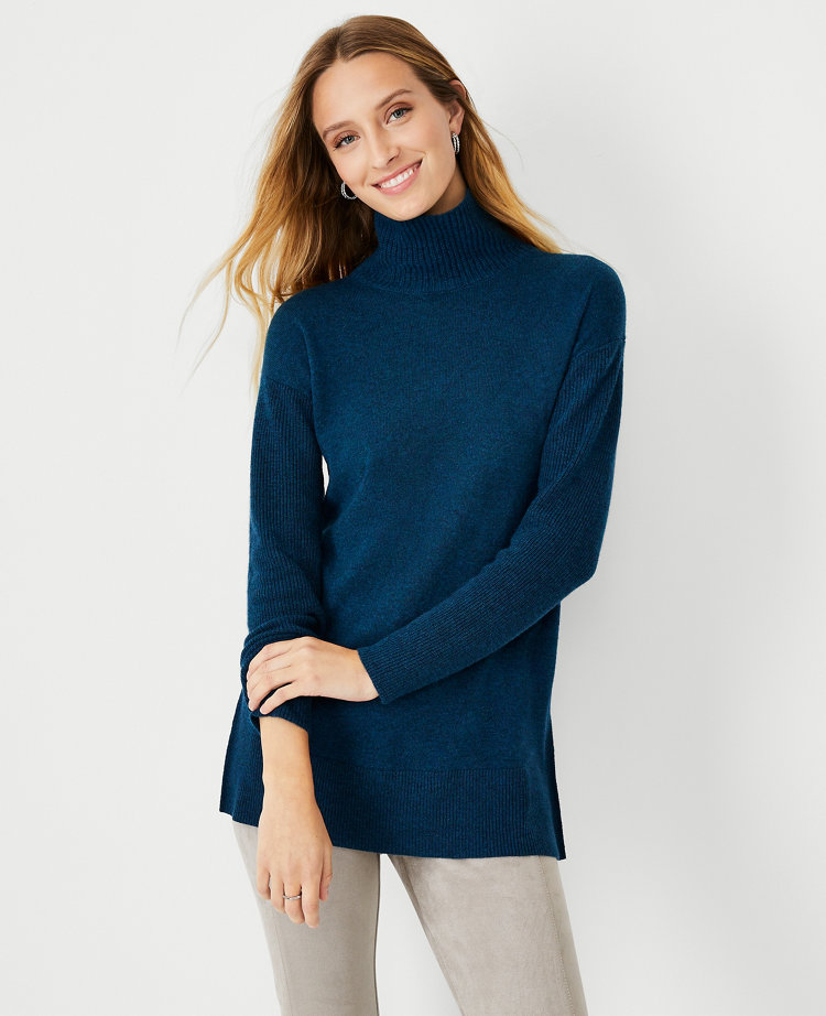 Cashmere Turtleneck Tunic Sweater