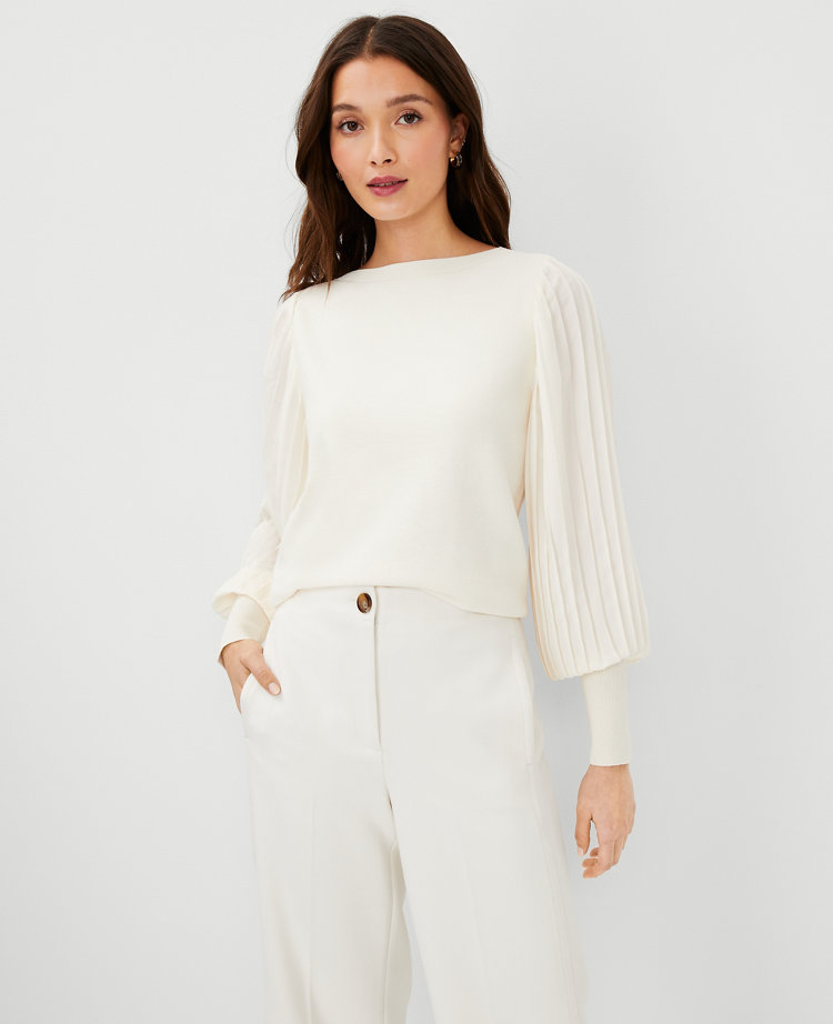 Pleated 2024 sleeve sweater