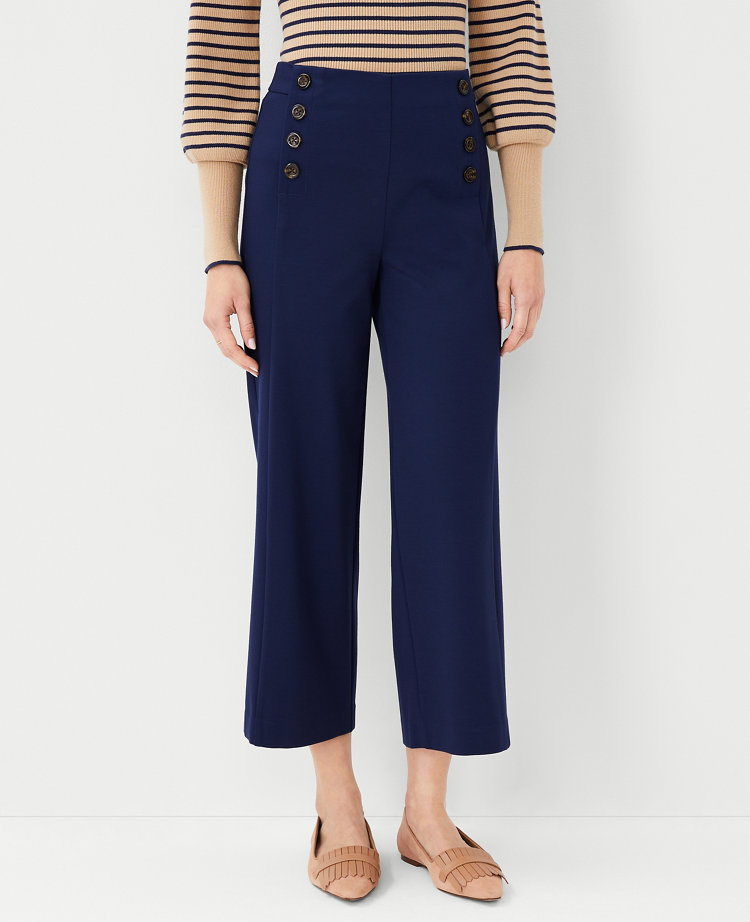 Stretch-Twill Cropped Sailor Pants