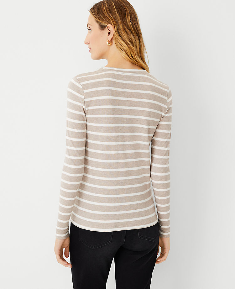 Striped Long Sleeve Crew Neck Top