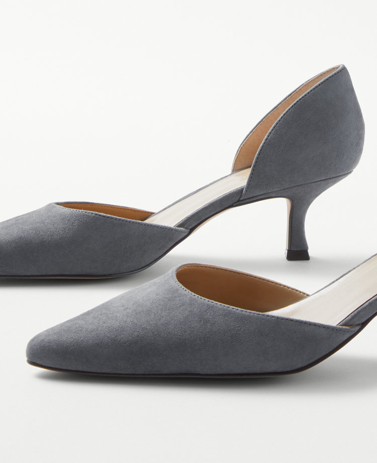 Suede D Orsay Kitten Heel Pumps