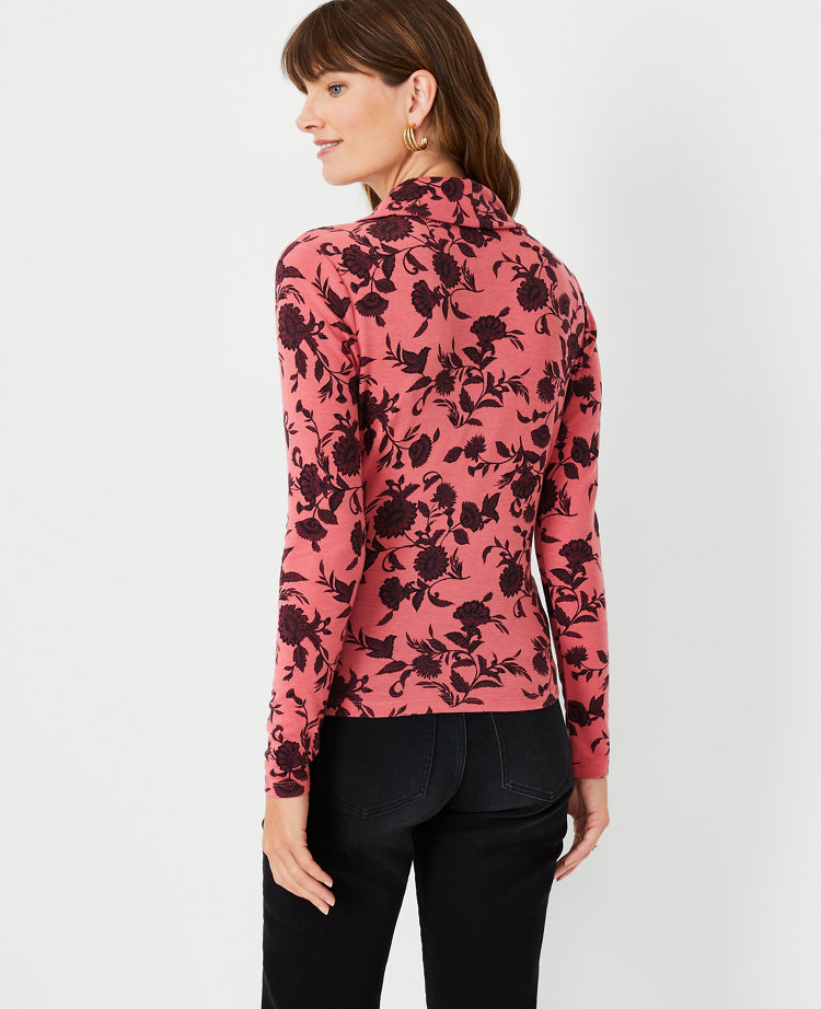 Floral Shawl Collar Wrap Top