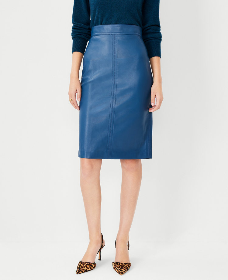 Navy faux sale leather skirt