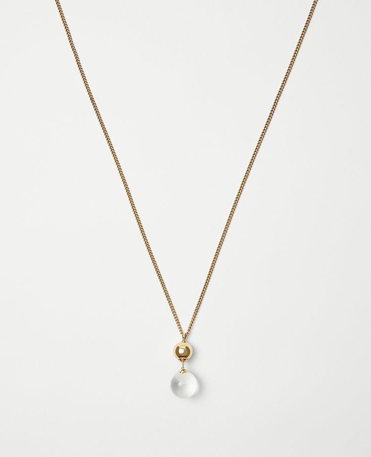 Ann Taylor Clear Ball Pendant Necklace Gold Women's