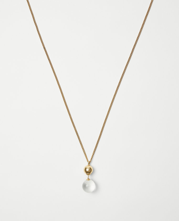 Pearlized Pendant Necklace - Goldtone