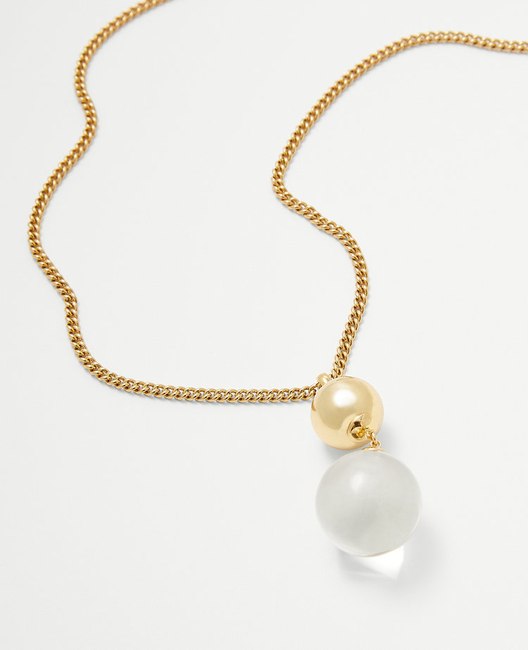 Pearlized Pendant Necklace - Goldtone