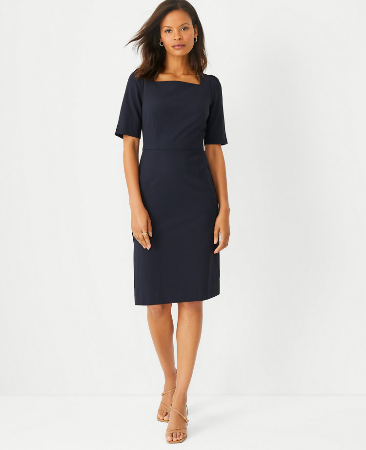 The Square Neck Sheath Dress in Seasonless Stretch