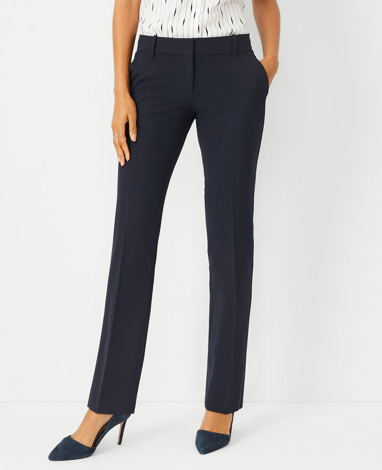 Ann Taylor The Petite Straight Pant Seasonless Stretch Nocturne Navy Women's