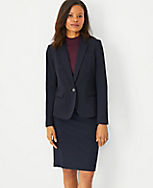 The Petite Notched One Button Blazer in Seasonless Stretch carousel Product Image 1