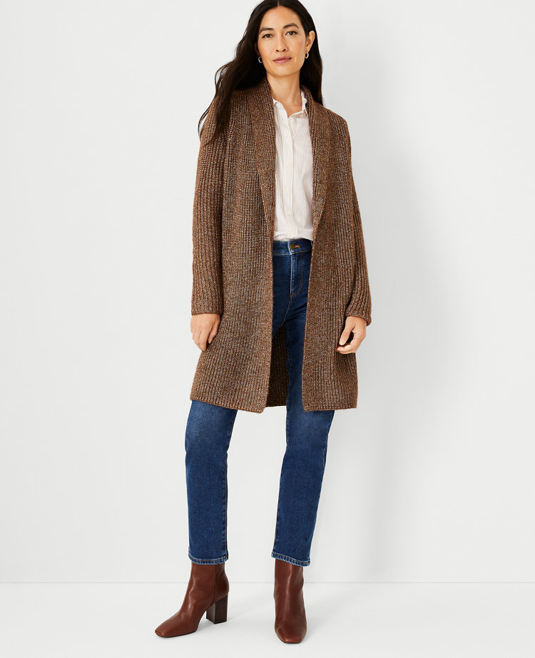 ribbed shawl collar cardigan