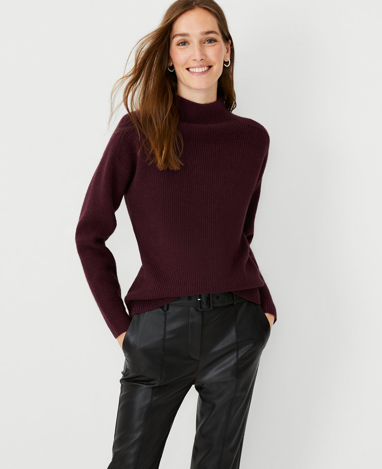 Petite Ribbed Mock Neck Sweater