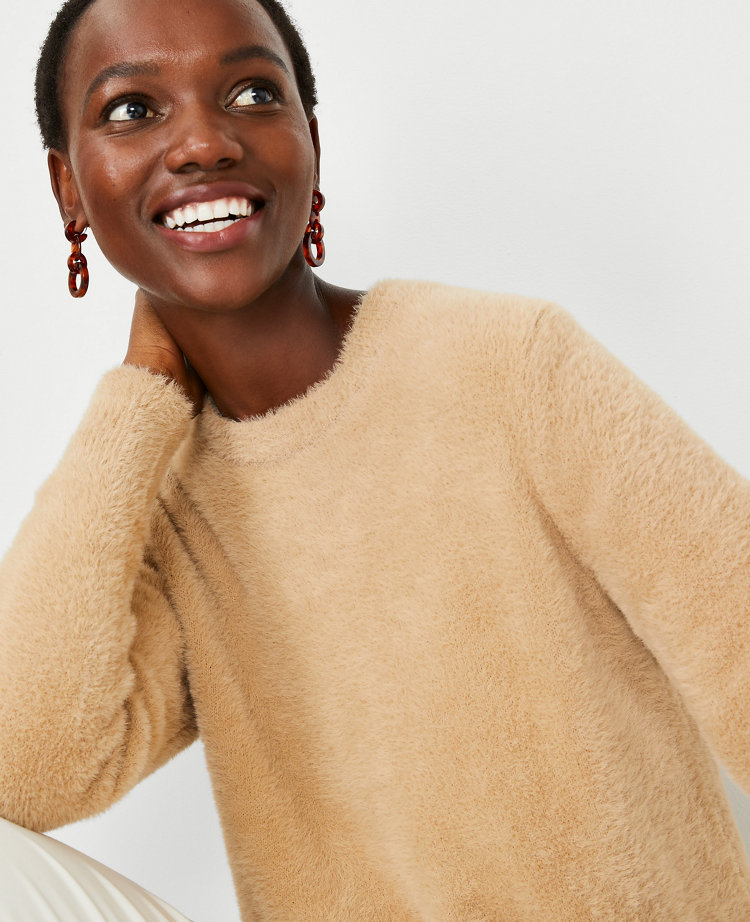 Fuzzy crew neck on sale sweater