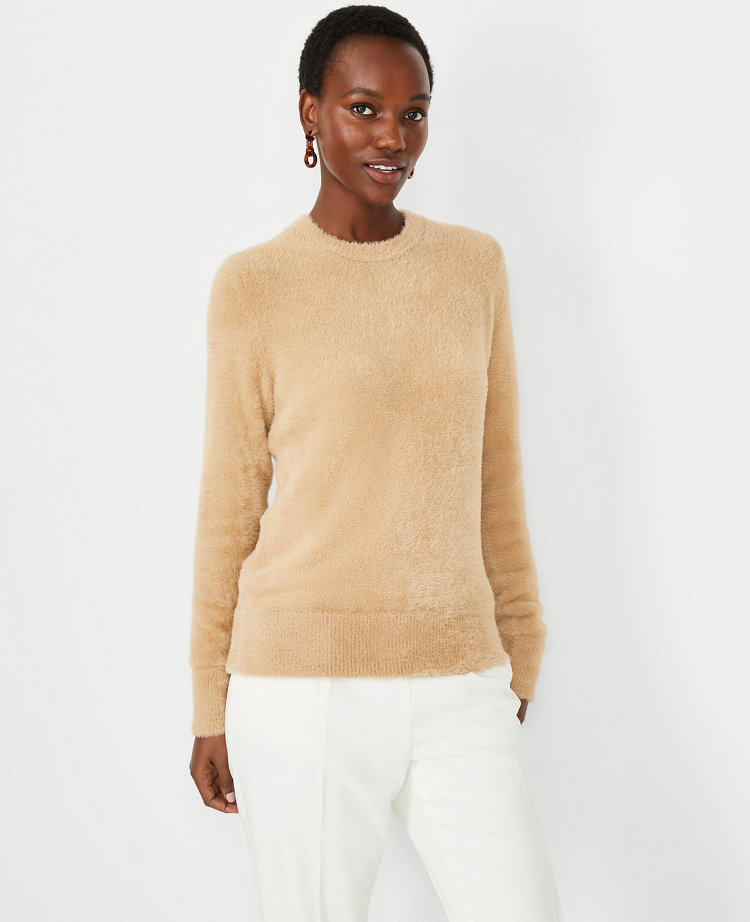 Fuzzy crew neck on sale sweater