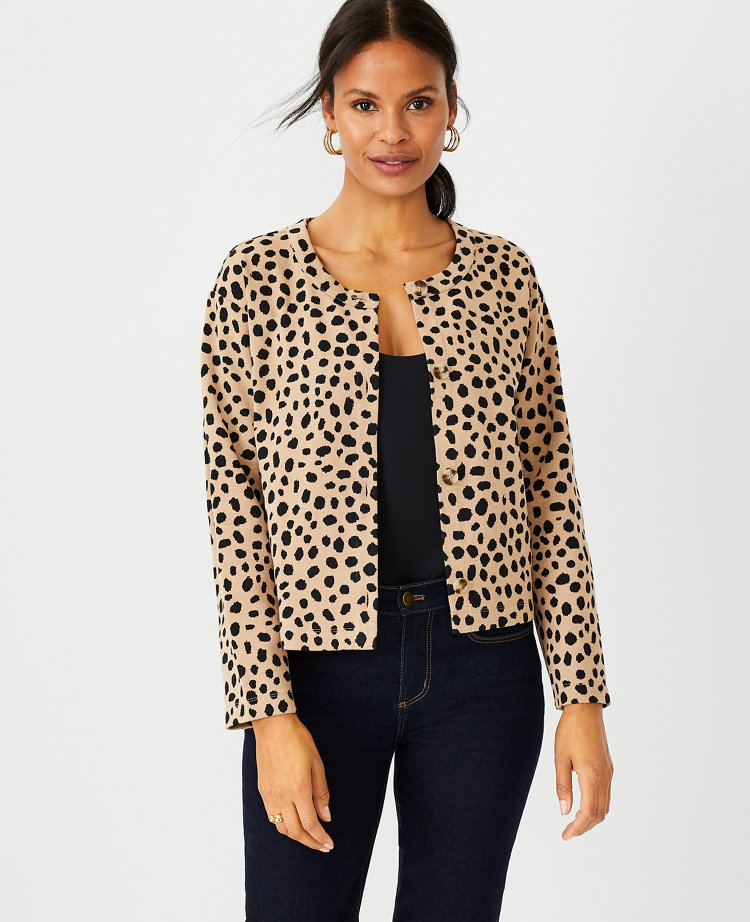 Petite Animal Print Refined Cardigan