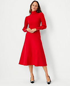 Womens Clothing Skirts Mid-length skirts Ann Taylor Flounce Wrap Midi Skirt in Red 