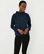 Plaid Mock Neck Top carousel Product Image 1