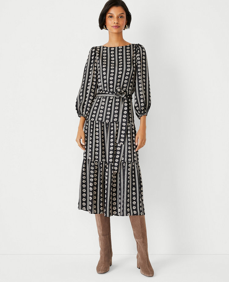 Ann taylor black floral dress sale