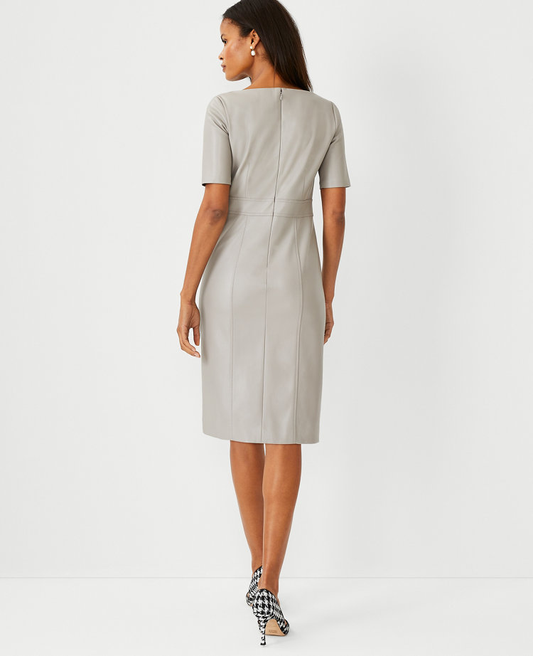 Petite Faux Leather Sheath Dress