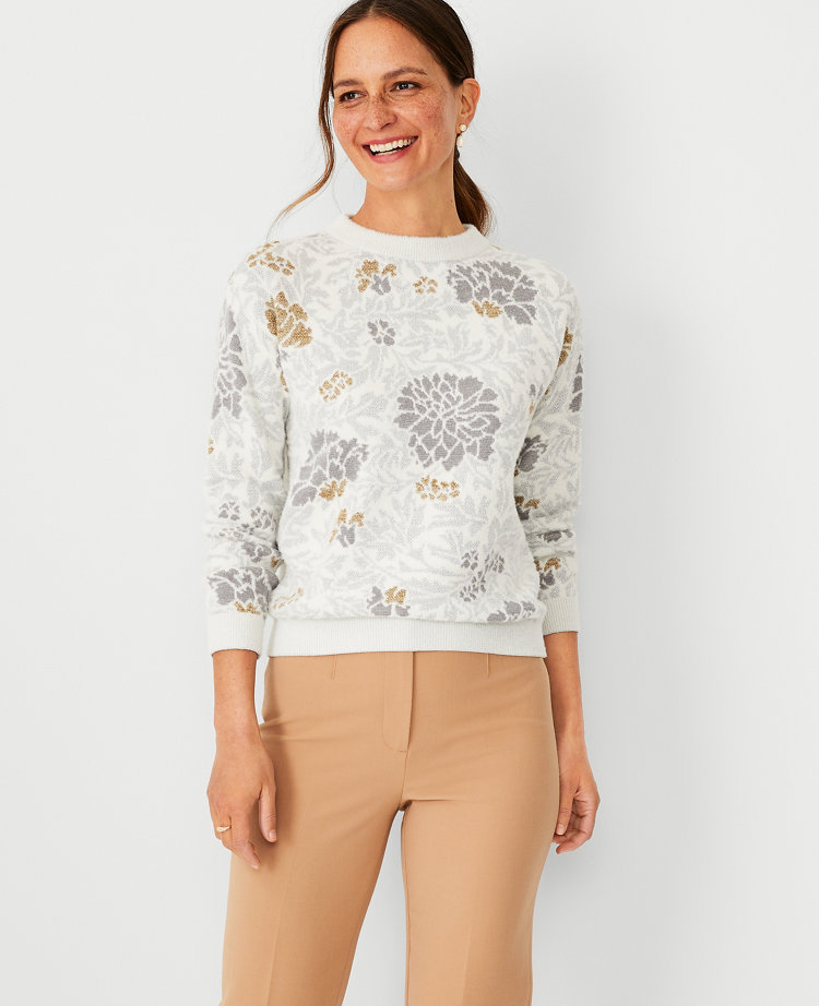 Floral jacquard outlet sweater