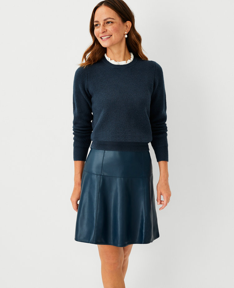 Ruffle Neck Mixed Media Sweater