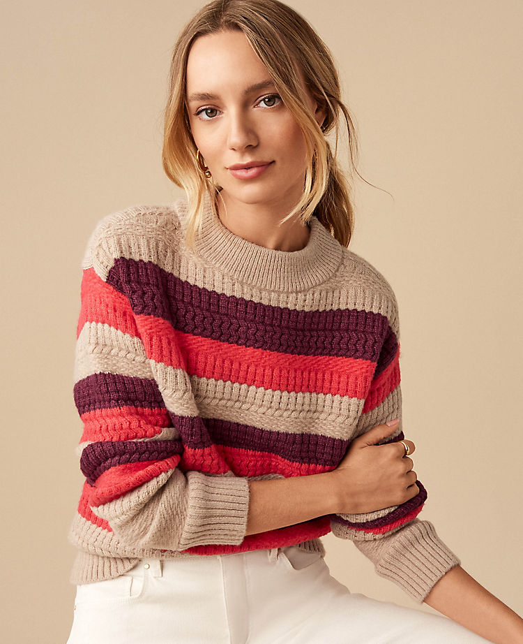 Striped Mixed Stitch Sweater 