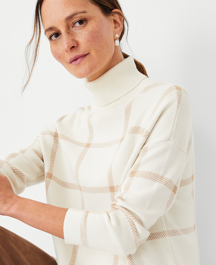 Windowpane hotsell turtleneck sweater