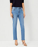 Sculpting Pocket Mid Rise Tapered Jeans in Light Vintage Indigo Wash carousel Product Image 1