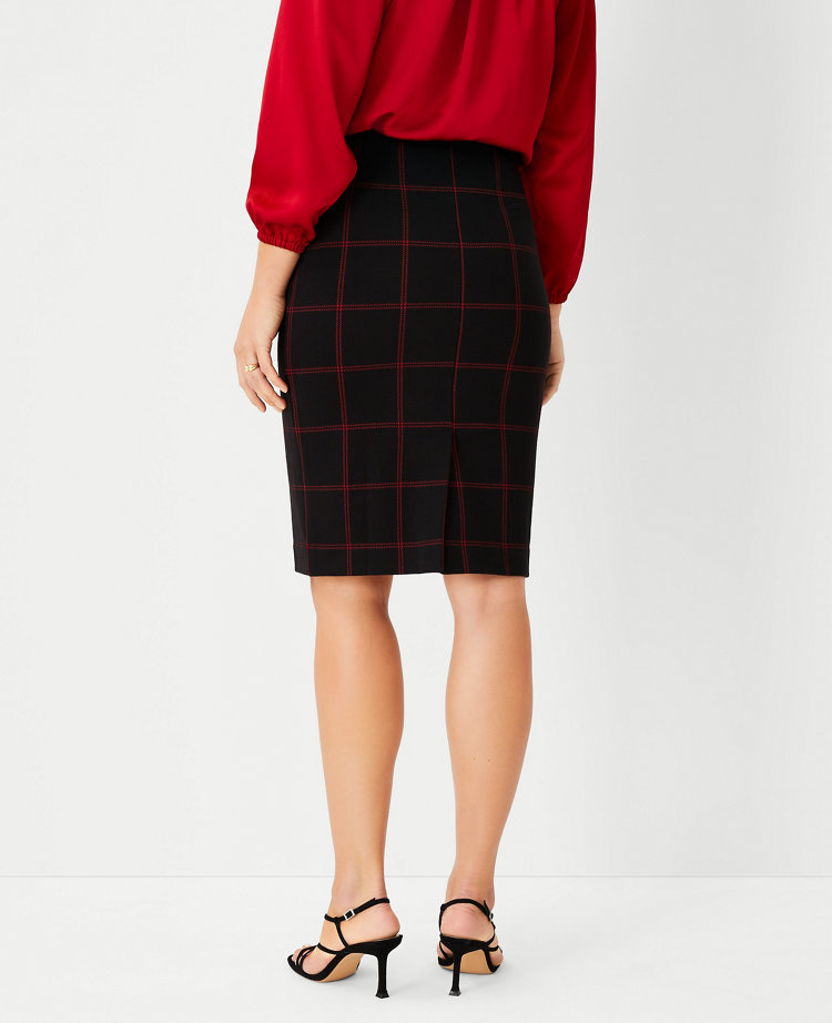 Navy check pencil skirt hotsell