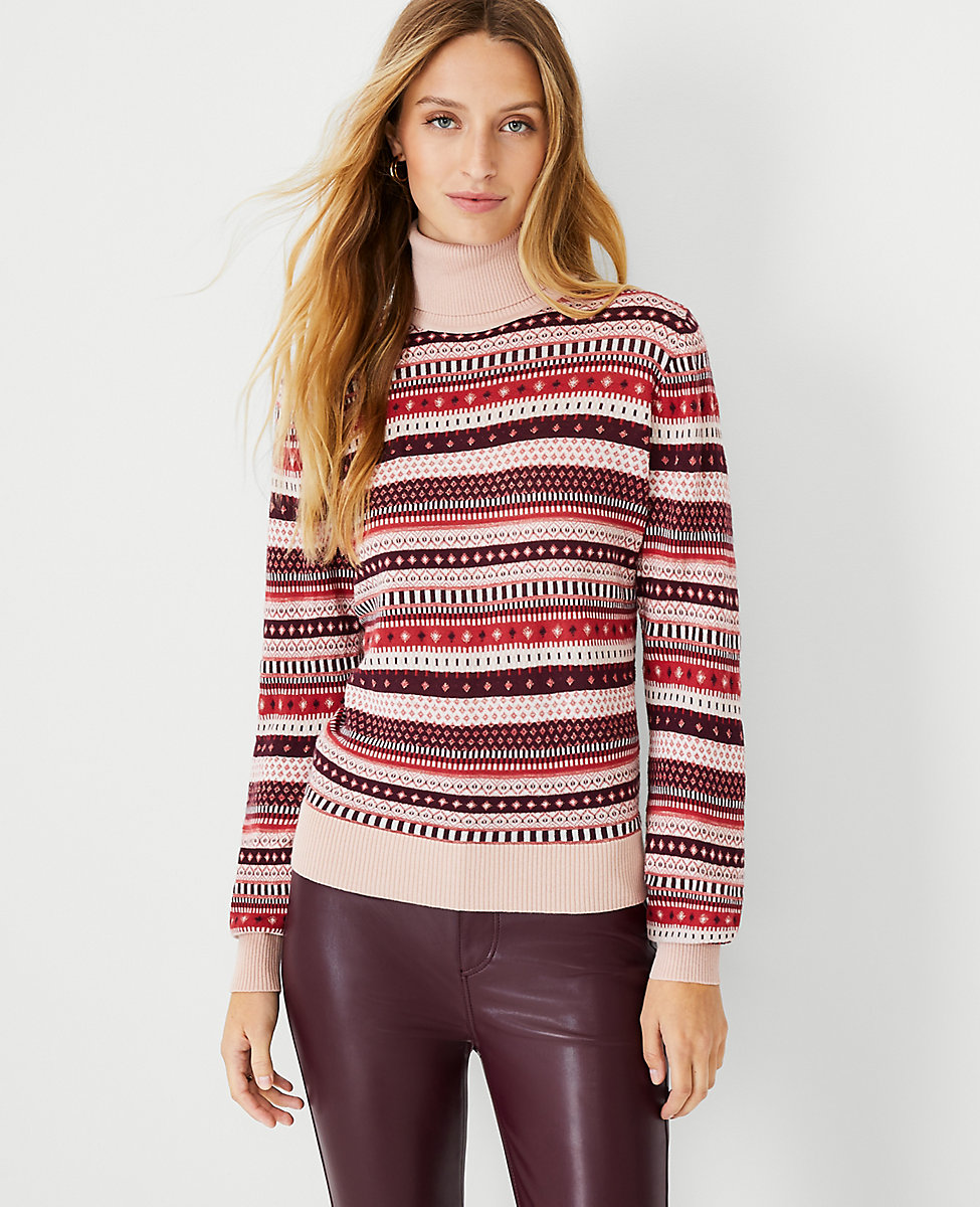 Petite Shimmer Fair Isle Turtleneck Sweater