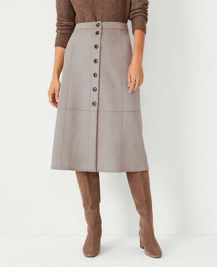 Faux suede button down skirt hotsell