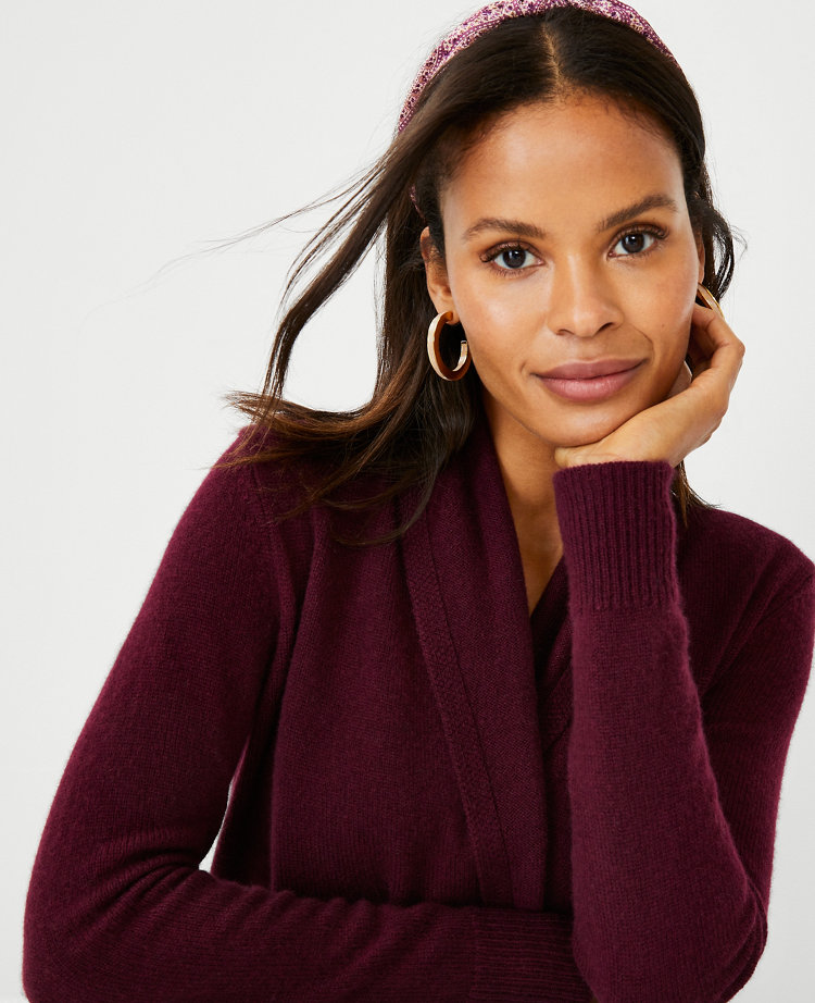 Petite Cashmere Wrap Sweater Dress